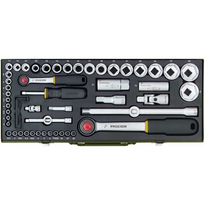 Профессиональный набор инструмента на 1/2“ и 1/4“, 55шт. PROXXON